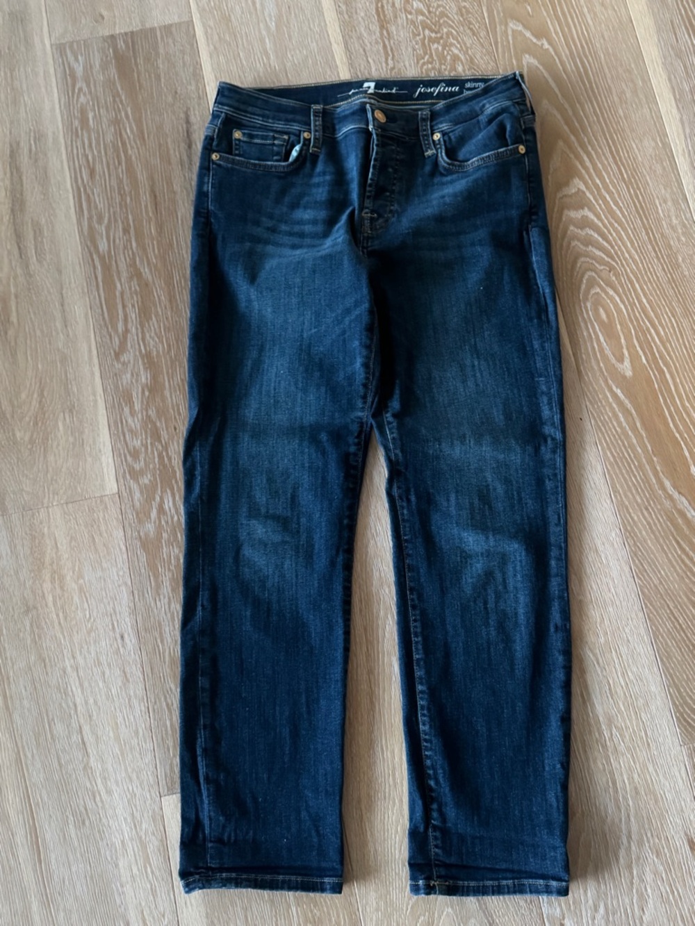 7 For All Mankind Josefina Skinny Boyfriend Jeans 26 Dark Indigo